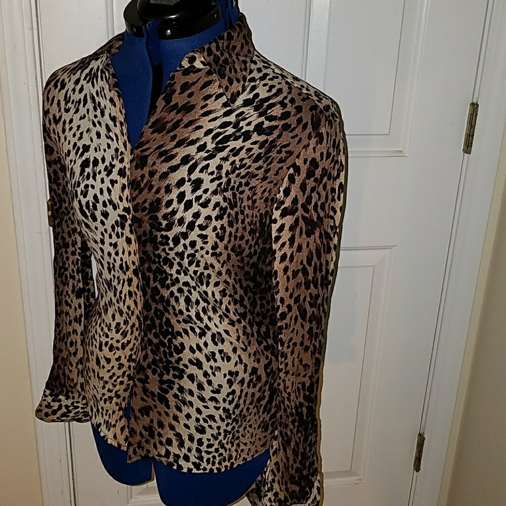 Moschono Leopard  Print Chiffon Blouse.